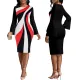 Sexy and fashionable digital printed long sleeved round neck women's dress