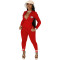 Leisure slim fit zippered pocket embroidered icon slim fit jumpsuit