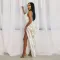 Women's strapless high slit sequin dress