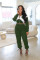 Fashion casual color contrast hoodie leg tie two-piece set