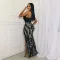 Women's strapless high slit sequin dress