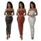 New fashionable strapless long dress with sequin party slit dress