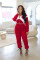 Fashion casual color contrast hoodie leg tie two-piece set