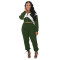 Fashion casual color contrast hoodie leg tie two-piece set