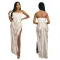 Women's strapless high slit sequin dress