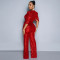 Sexy V-neck half sleeved slim fit sequin party jumpsuit