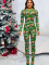 Fashionable and personalized single breasted slim fitting long sleeved Christmas jumpsuit