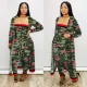 Fashion wrap chest+pants+coat three piece camouflage set