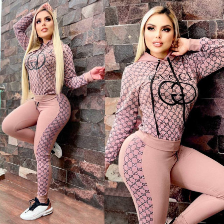 Autumn and Winter New Fashion Printed Commuter Women's Two Piece Sports Set