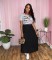 Autumn fashion casual short sleeved set (top+pleated skirt)