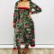 Fashion wrap chest+pants+coat three piece camouflage set