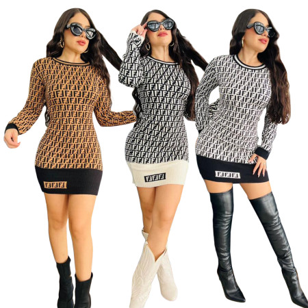 Autumn and Winter New Knitted Temperament Women's Sexy Wrapped Hip Dress 3 Colors