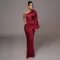 Sexy silk patchwork yet single shoulder sleeve slanted collar revealing backpack buttocks dress
