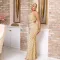 Set of two pieces for women, with a high slit and buttocks wrapped skirt and hot diamond sequins