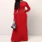 Fashion Open Finger Dress Red Round Neck Dress