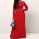 Fashion Open Finger Dress Red Round Neck Dress