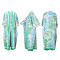 S-4XL Chiffon Printed Cover Up Long Pants Set Sun Protection One Sleeve Cardigan Beach Skirt Two Piece Set