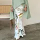 High waisted retro printed skirt, elegant long skirt with wrapped buttocks