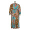 Deep V-neck leopard print patchwork oversized dress with elastic sleeves for spring and autumn