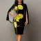 Oversized women's clothing, buttocks wrapped, round neck, cape sleeve, dress, medium length