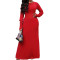 Fashion Open Finger Dress Red Round Neck Dress