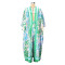 S-4XL Chiffon Printed Cover Up Long Pants Set Sun Protection One Sleeve Cardigan Beach Skirt Two Piece Set