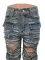 Fashionable and sexy distressed washed work bag jeans