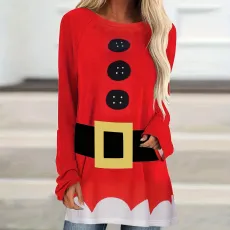 Large size top imitation waistband digital printing red round neck T-shirt