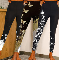 Fashion oversized Christmas printed tight fitness pants