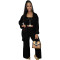 Casual knitted hanging bag cardigan long cape three piece set