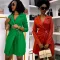 Waist tucked pleated patchwork mid length suit dress