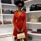 Waist tucked pleated patchwork mid length suit dress