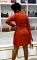 Waist tucked pleated patchwork mid length suit dress