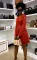 Waist tucked pleated patchwork mid length suit dress