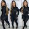 Perspective mesh wrap buttocks tight long sleeved jumpsuit