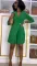 Waist tucked pleated patchwork mid length suit dress