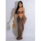 Fashion women's solid color sexy strapless pleated skirt two-piece set