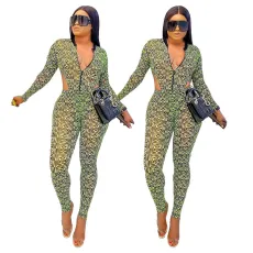 Sexy waist revealing zippered jumpsuit set
