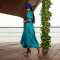 Fashion women's solid color bubble sleeve imitation silk jumpsuit