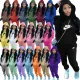Fashion plus size padded thickened hooded sweater pants sports suit