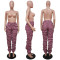 Digital printed plaid pile up pants for casual sports pants