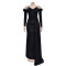 Fashionable women's solid color pleated backless slit long dress dress