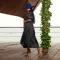 Fashion women's solid color bubble sleeve imitation silk jumpsuit
