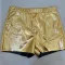 Fashion Faux Leather Metallic Body Contouring Bustier Casual Shorts Two Piece Set