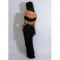 Fashion women's solid color sexy strapless pleated skirt two-piece set