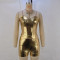 Fashion Faux Leather Metallic Body Contouring Bustier Casual Shorts Two Piece Set