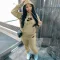 Fashion plus size padded thickened hooded sweater pants sports suit
