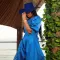 Fashion women's solid color bubble sleeve imitation silk jumpsuit