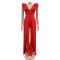 Fashionable women's solid color sexy V-neck pleated long pants jumpsuit