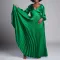 Fashion V-neck long sleeve pressed pleated plus size dress